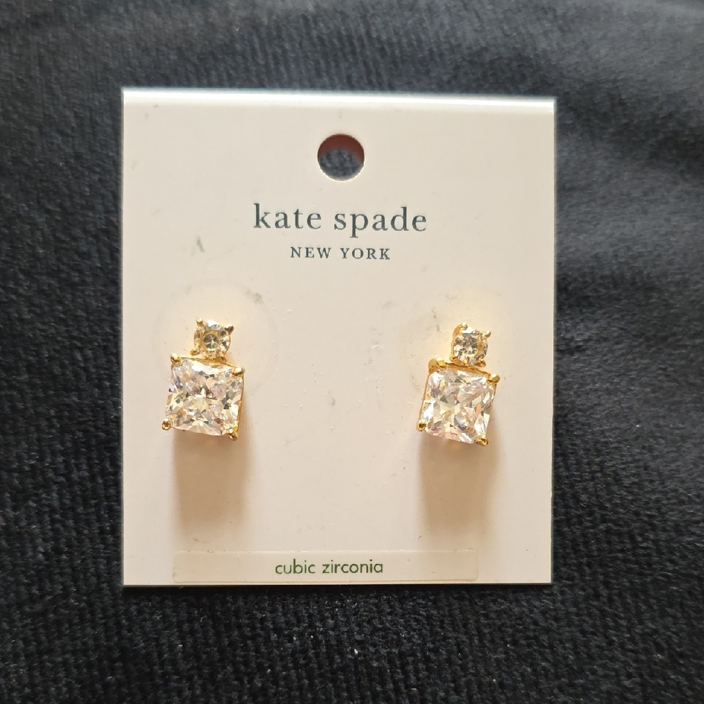 NEW Kate Spade Gold and Clear Cubic Zirconia Earrings
